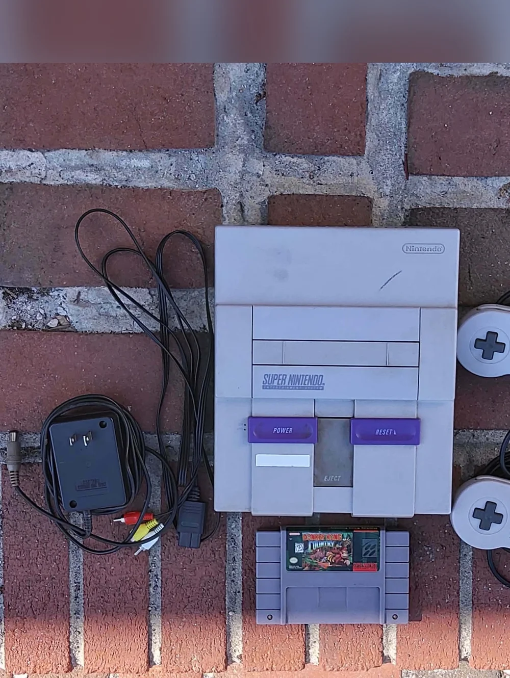 Super Nintendo Snes Console & Donkey Kong Country w/ RC AV Cord TESTED & WORKS